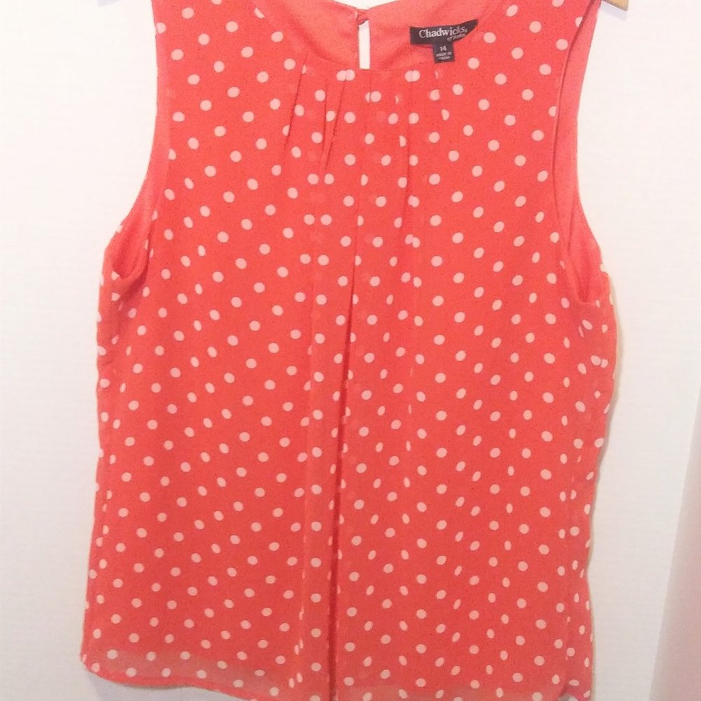 Chadwick's of Boston Sleeveless Polka Dot Blouse